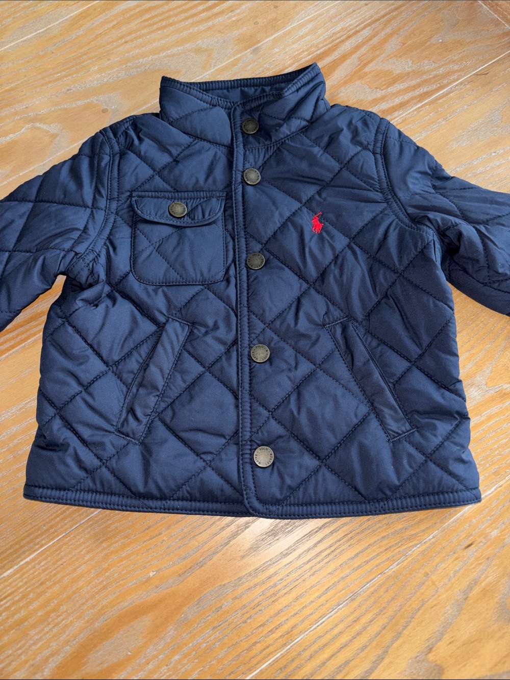 Polo by Ralph Lauren Navy Quilted Jacket with Red Pony Embroidery